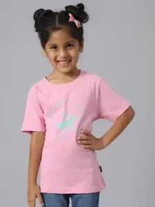 Beverly Hills Polo Club Girls Typography Printed Pure Cotton T-shirt