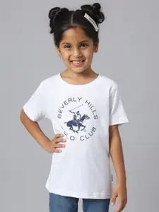 Beverly Hills Polo Club Girls Typography Printed Pure Cotton T-shirt