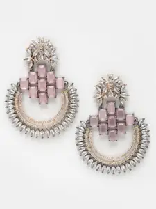 Aazeen Rose Gold-Plated Crescent Shaped Drop Earrings