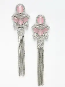 Aazeen Silver Plated Contemporary Tasselled Drop Earrings