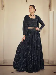 ODETTE Embroidered Semi-Stitched Lehenga & Unstitched Blouse With Dupatta