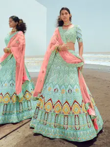 ODETTE Embroidered Semi-Stitched Lehenga & Unstitched Blouse With Dupatta