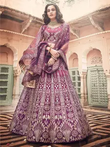 ODETTE Embroidered Semi-Stitched Lehenga & Unstitched Blouse With Dupatta