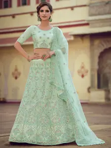 ODETTE Embroidered Semi-Stitched Lehenga & Unstitched Blouse With Dupatta