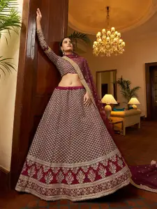 ODETTE Embroidered Semi-Stitched Lehenga & Unstitched Blouse With Dupatta
