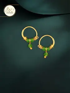 Vighnaharta Gold-Plated Floral Hoop Earrings