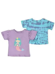 MiArcus Girls Pack Of 2 Printed Cotton T-shirts