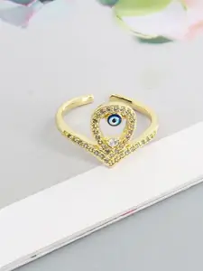 VIEN VIEN Gold-Plated CZ-Studded Adjustable Finger Ring