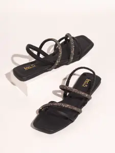 Inc 5 Embellished Open Toe Flats With Backstrap