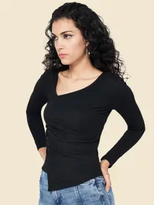 SF JEANS by Pantaloons V-Neck Gathered Fitted Top