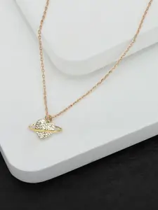 OOMPH Gold-Plate Stone-Studded Heart Shape Charm Anklet