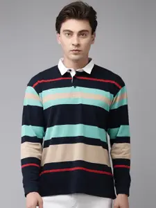 Maniac Striped Polo Collar Slim Fit Cotton T-Shirt