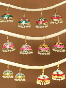 OOMPH Set Of 6 Dome Shaped Jhumkas Earrings