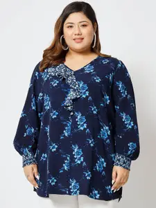 HERE&NOW HERE&NOW Blue Floral Print Top