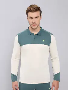 Technosport Colourblocked Polo Collar Antimicrobial Slim Fit T-shirt