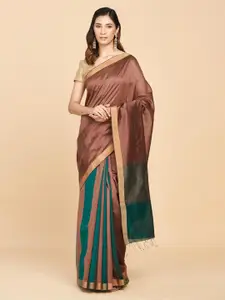 Fabindia Colourblocked Zari Silk Cotton Saree