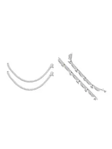RUHI COLLECTION Set Of 2 Silver-Plated Beaded Anklets