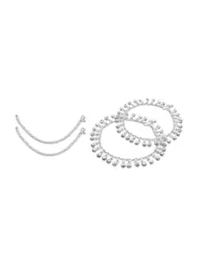 RUHI COLLECTION Set Of 2 Silver-Plated Anklets