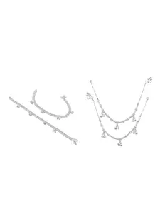 RUHI COLLECTION Set Of 2 Silver-Plated Anklets