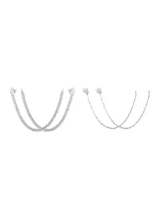 RUHI COLLECTION Set Of 2 Silver-Plated Beaded Anklets