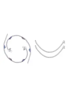RUHI COLLECTION Set Of 2 Silver-Plated Beaded Anklets