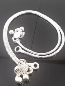 RUHI COLLECTION Set Of 2 Silver-Plated Beaded Anklets