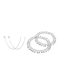 RUHI COLLECTION Set Of 2 Silver-Plated Anklets