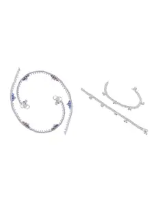 RUHI COLLECTION Set Of 2 Silver-Plated Anklets