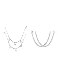 RUHI COLLECTION Set Of 2 Silver-Plated  Anklets