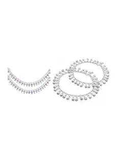 RUHI COLLECTION Set Of 2 Silver-Plated Anklets