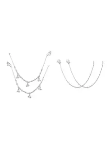 RUHI COLLECTION Set Of 2 Silver-Plated Anklets