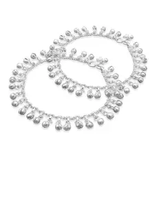 RUHI COLLECTION Set Of 2 Silver-Plated Anklets