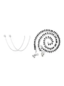 RUHI COLLECTION Set Of 2 Silver-Plated Anklets