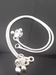 RUHI COLLECTION Set Of 2 Silver-Plated Intricate Textured Anklets