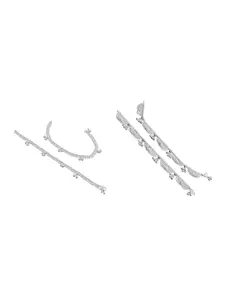 RUHI COLLECTION Set Of 2 Silver-Plated Intricate Textured Anklets