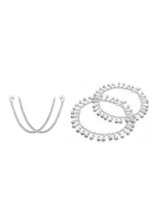 RUHI COLLECTION Set Of 2 Silver-Plated Anklets