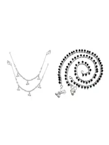 RUHI COLLECTION Set Of 2 Silver-Plated Anklets