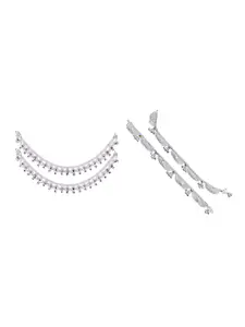 RUHI COLLECTION Set Of 2 Silver-Plated Anklets