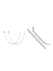 RUHI COLLECTION Set Of 4 Silver-Plated Anklets