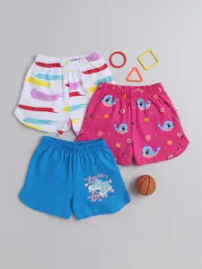 BUMZEE Infant Pack Of 3 Graphic Printed Mid Rise Knitted Cotton Shorts