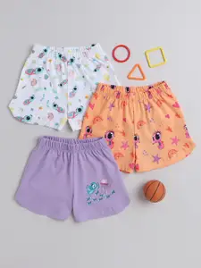 BUMZEE Infant Pack Of 3 Printed Mid-Rise Cotton Shorts