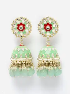Aazeen Gold-Plated Dome Shaped Jhumkas Earrings