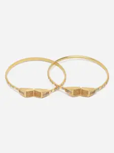 Aazeen Women Set Of 2 Gold-Plated American Diamond Bangle-Style Bracelet