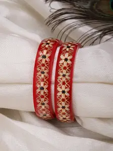 Aazeen Set of 2 Gold-Plated Textured Bangles