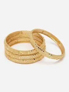 Aazeen Set Of 4 Gold-Plated Textured Bangles