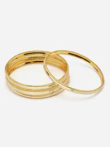 Aazeen Set Of 4 Gold-Plated Dual-Tone Brass Bangle