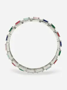 Aazeen Set Of 2 Rhodium-Plated AD-Studded Bangles