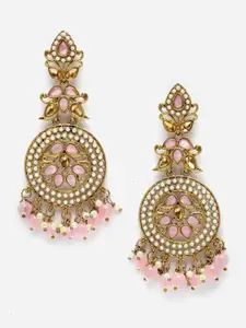 Aazeen Gold-Plated Classic  Kundan & Pearls studded Drop Earrings