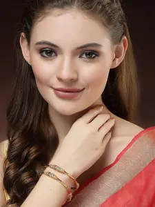 Aazeen Set of 2 Gold-Plated AD-Studded  Bangles