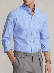 Polo Ralph Lauren Gingham Checked Custom Fit Plaid Stretch Poplin Formal Shirt